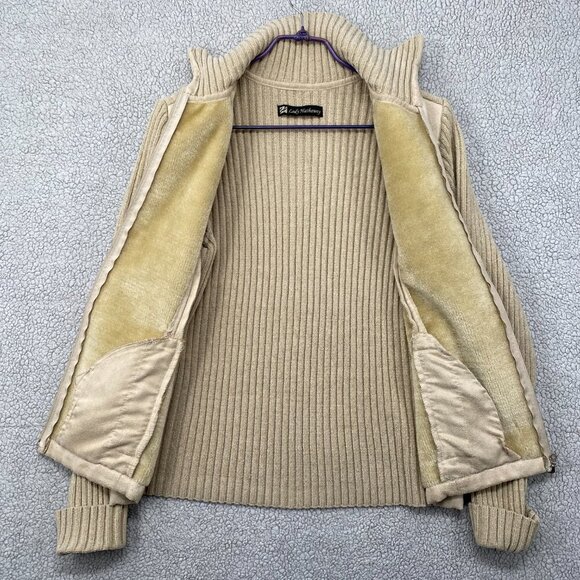 Lady Hathaway Sweater Womens Medium Sherpa  Lined Brown Full Zip Knit Cardigan - Picture 7 of 9